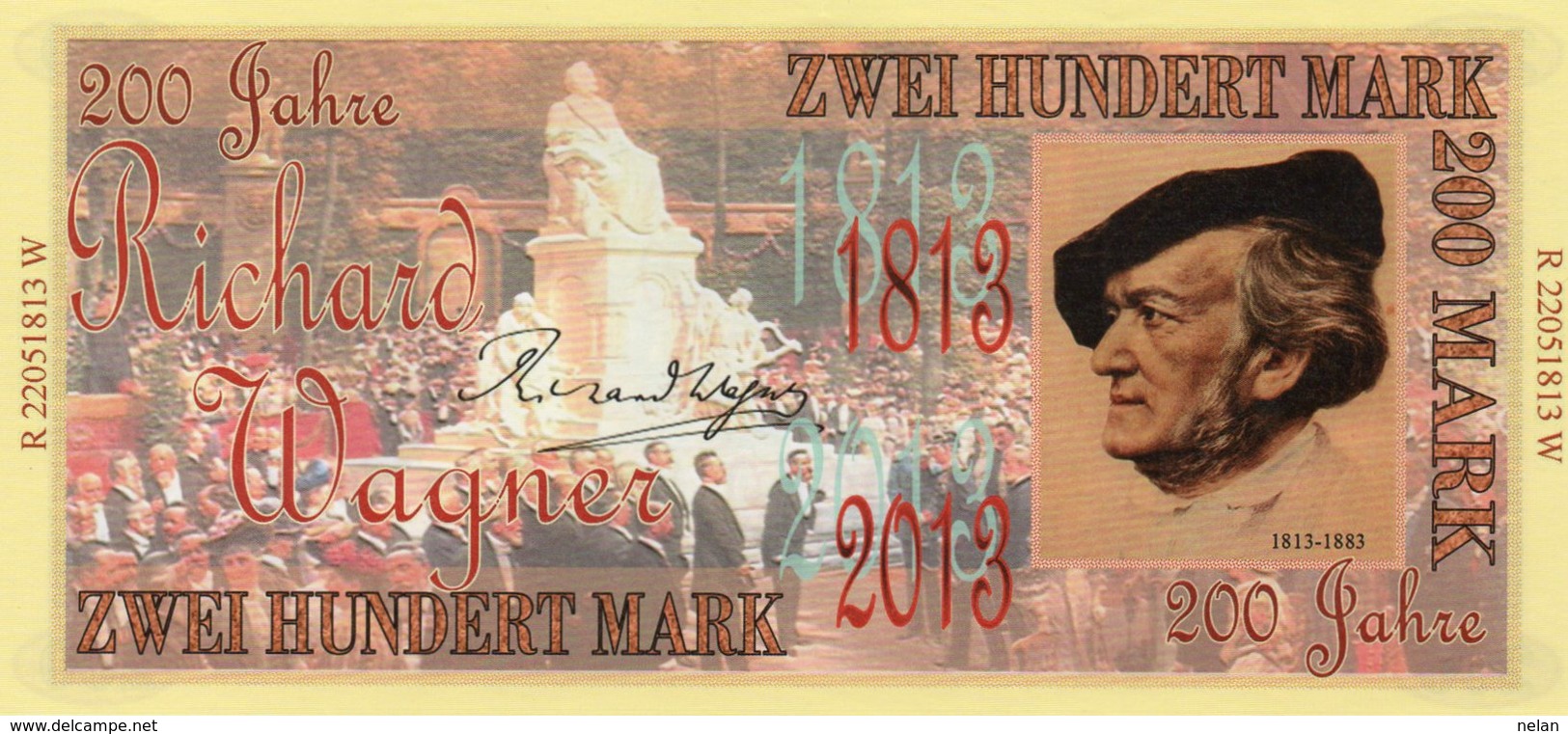 GERMANIA-200 MARK-RICHARD WAGNER-2013 EMISSIONI DI  FANTASIA-UNC- Fantasy Issue - [17] Vals & Specimens