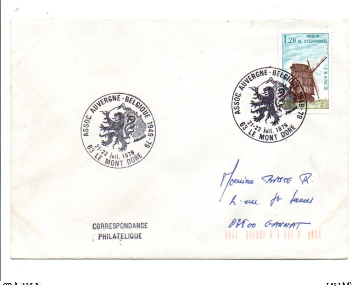 OBLITERATION 30 ANS ASSOCIATION AUVERGNE-BELGIQUE LE MONT DORE 1979 - Commemorative Postmarks