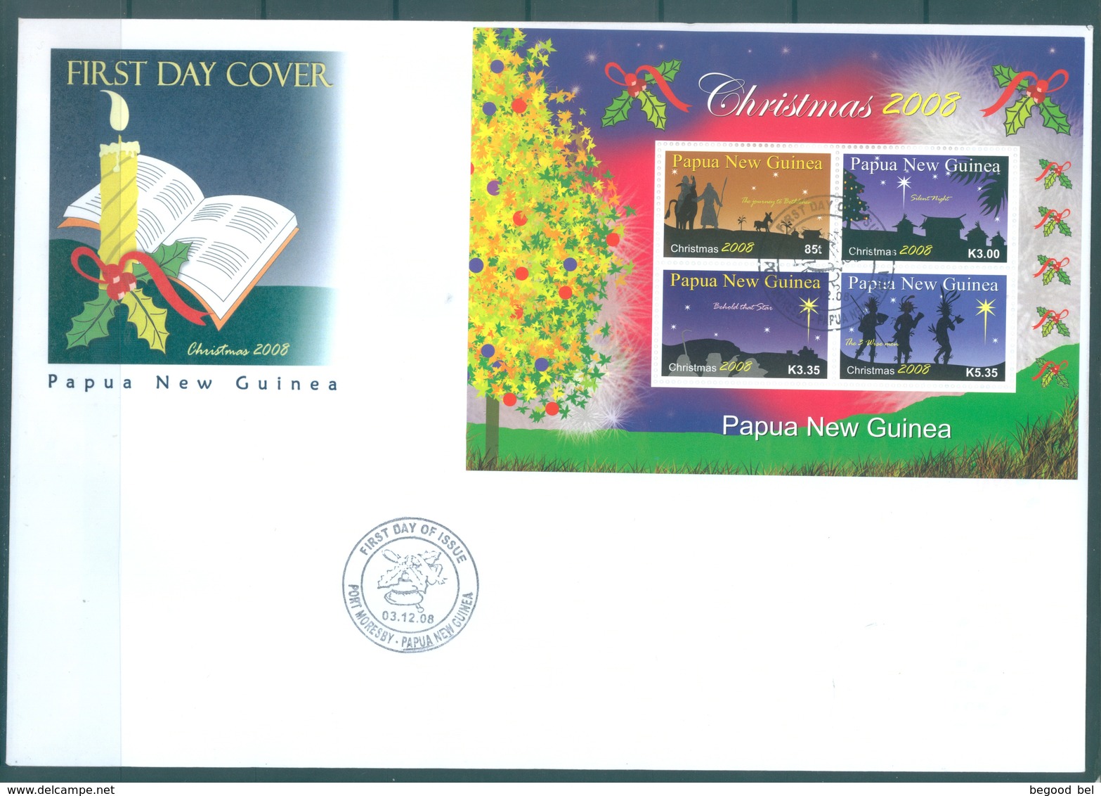 PAPUA NEW GUINEA - FDC  -  3.12.2008 - CHRISTMAS  - Yv BLOC 54 -  Lot 17669 - Papua-Neuguinea