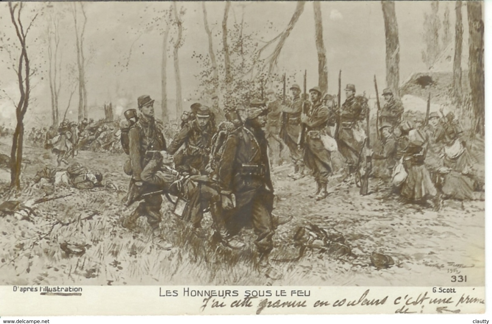 Cpa Patriotique - Les Honneurs Sous Le Feu Scott , Ww1 , écrite 1915 * Mon Petit Louis Mignon - Patriotiques