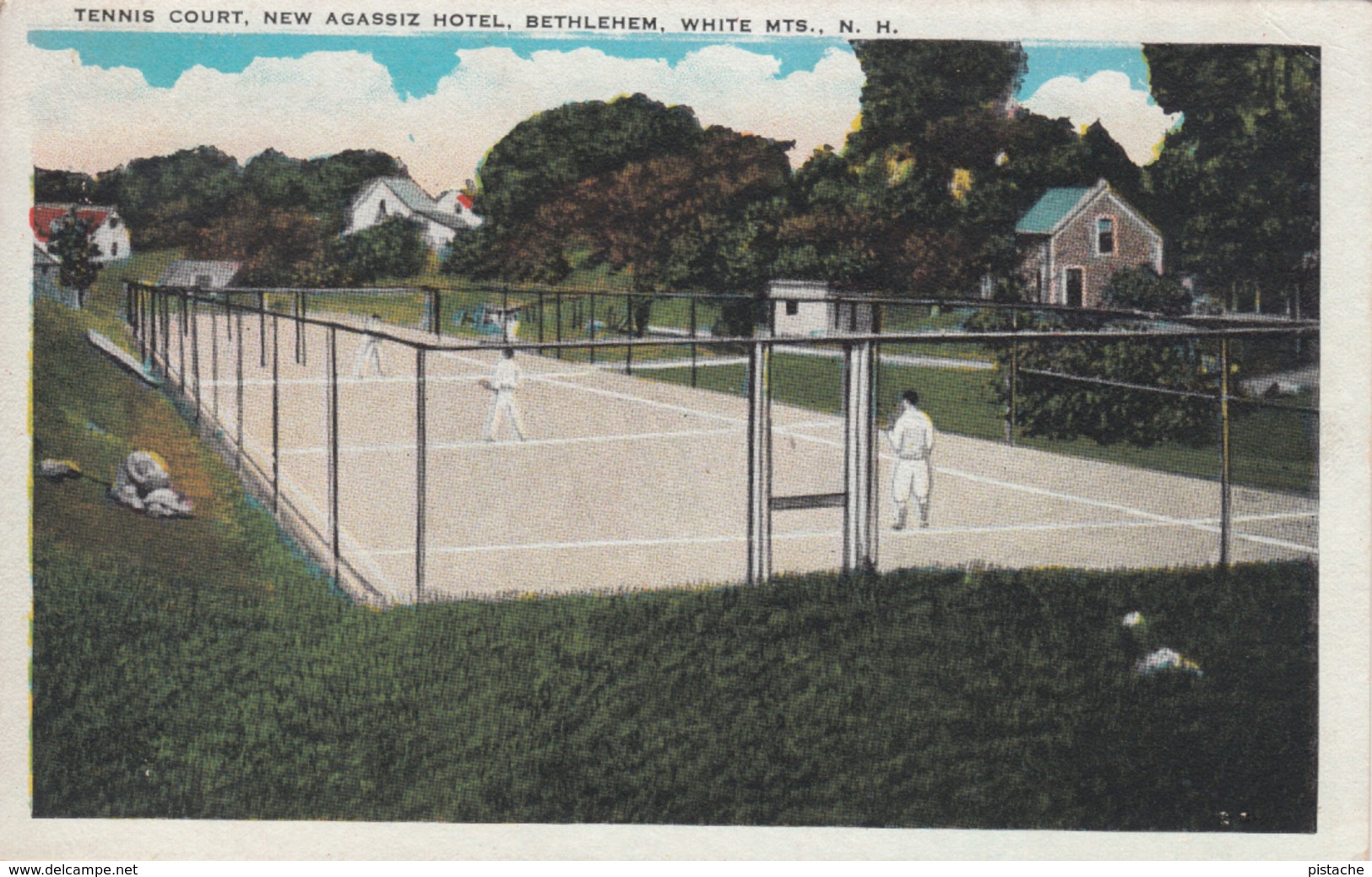 Bethlehem White Mountains New Hampshire - Tennis Court New Agassiz Hotel - Animated - 2 Scans - Tennis