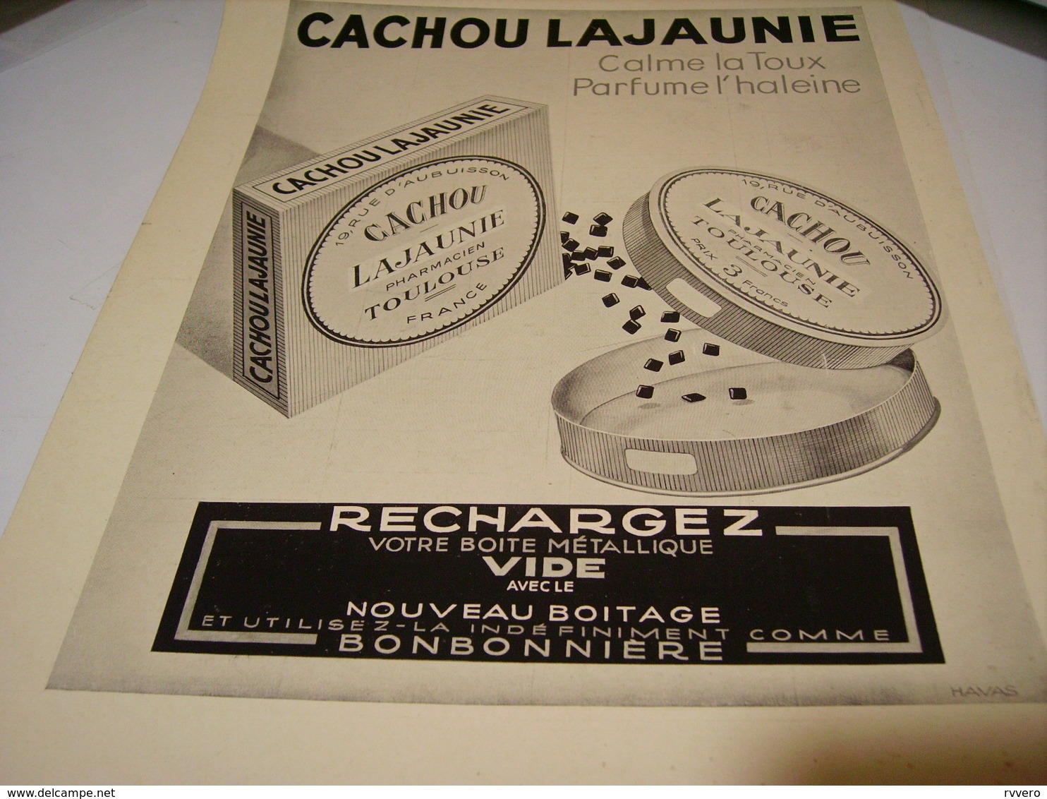 ANCIENNE PUBLICITE CACHOU LAJAUNIE TOULOUSE 1940 - Affiches