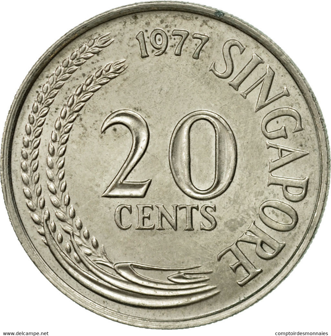 Monnaie, Singapour, 20 Cents, 1977, Singapore Mint, TTB+, Copper-nickel, KM:4 - Singapour