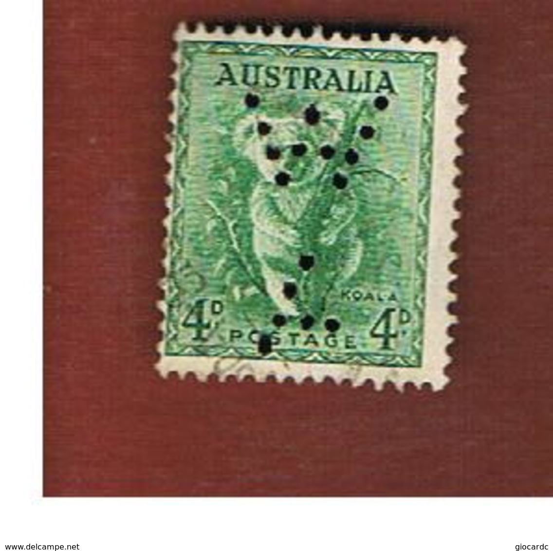 AUSTRALIA  - SG 170 -  1938 ANIMALS: KOALA  PERFIN -   USED - Perfins