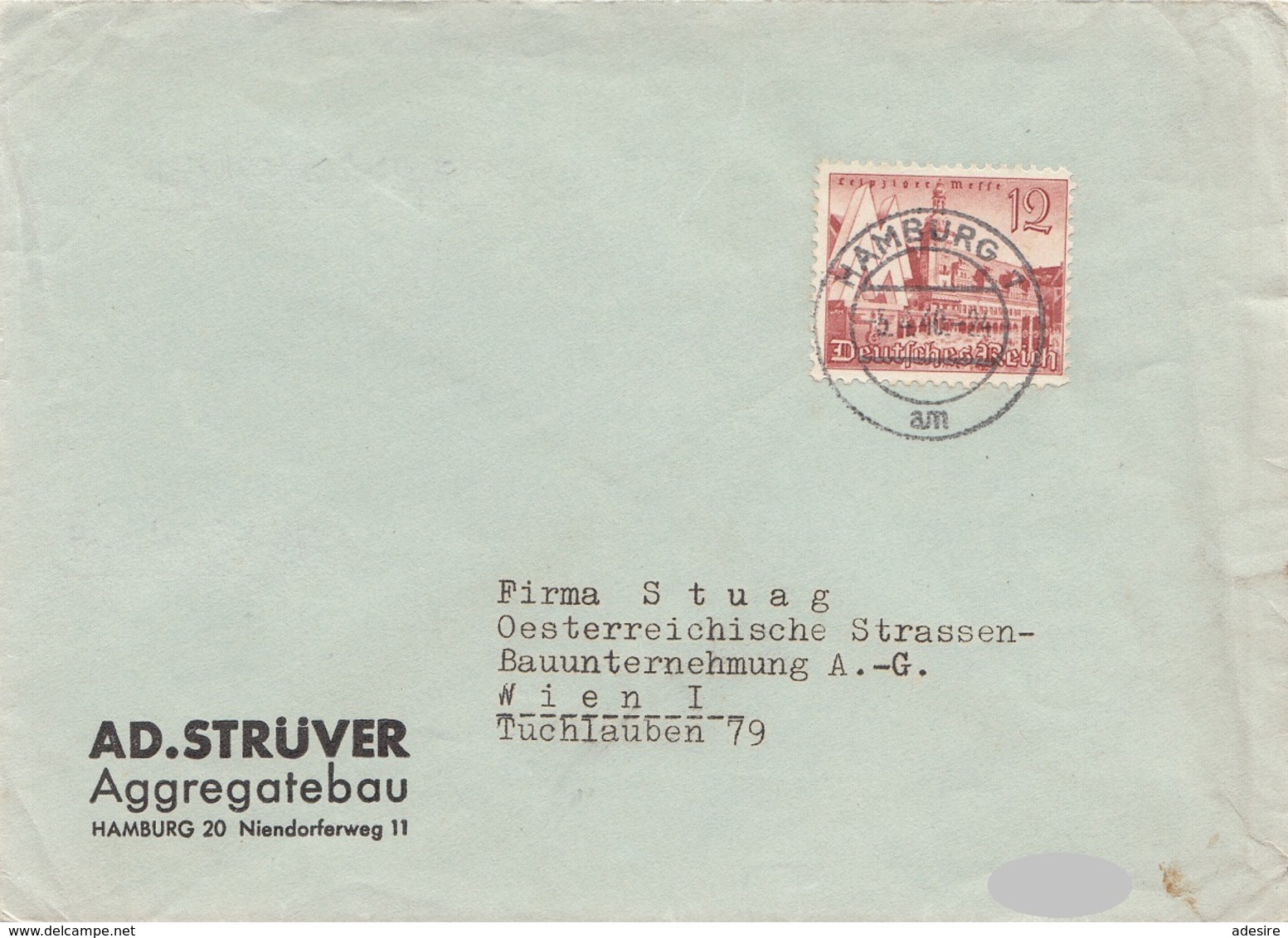 DEUTSCHES REICH 1940 - 12 Pfg Auf Firmenbrief, Stempel Hamburg - Covers & Documents