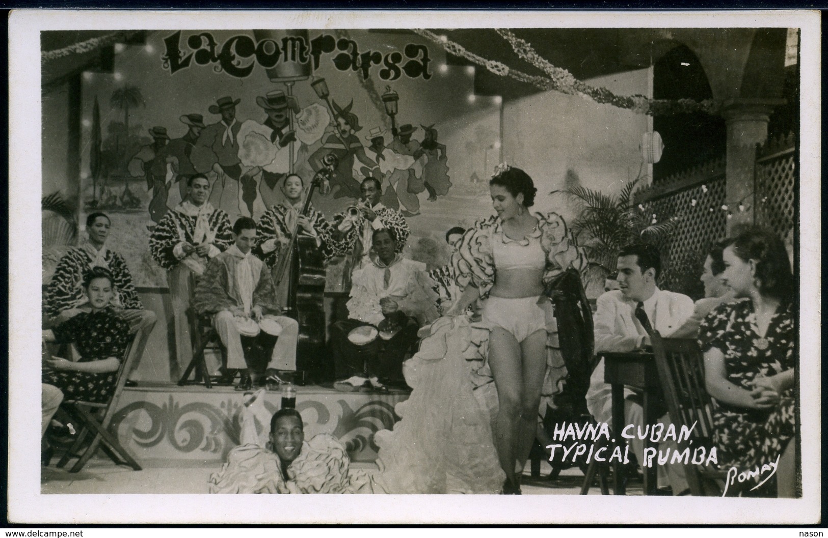POSTCARD CUBA HAVANA CUBAN TYPICAL RUMBA . REAL PHOTO SIGNED ROMAY . CA YEAR 1950 - Other & Unclassified