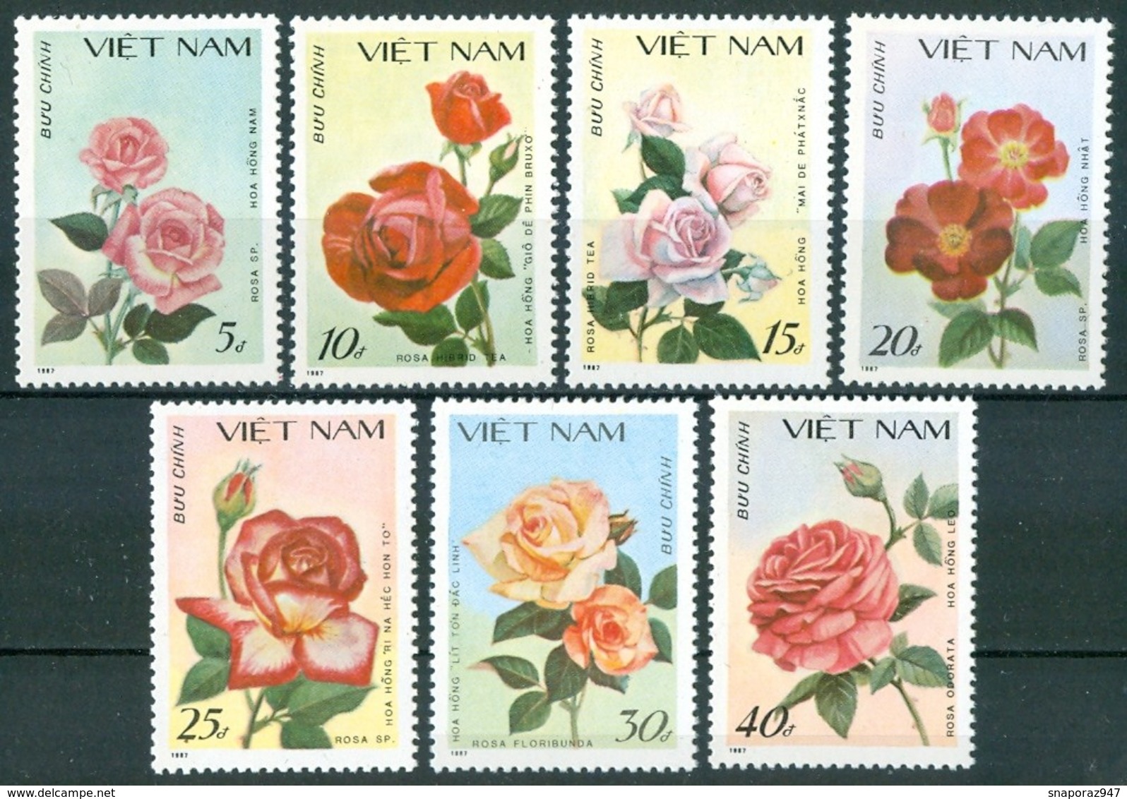 1987 Vietnam Rose Roses Fiori Blumen Flowers Fleurs MNH** Ab25 - Vietnam