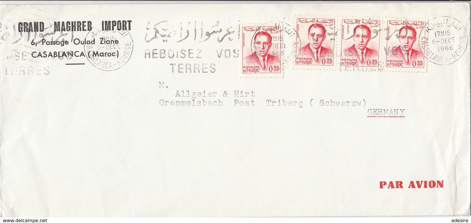 MAROC 1966 - 4 Fach Frankierung Auf Firmenbrief - Marokko (1956-...)