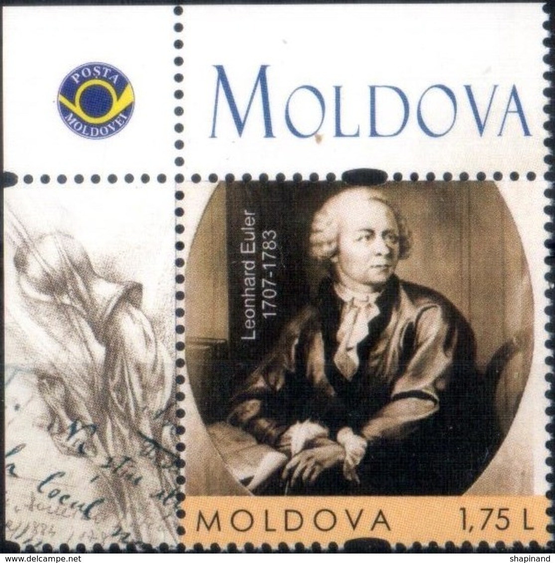Moldova 2017 "310th Anniv Of Leonard Euler(1707-1783) Of The Swiss Mathematician,physicist, Astronomer & Engineer " 1v - Moldova