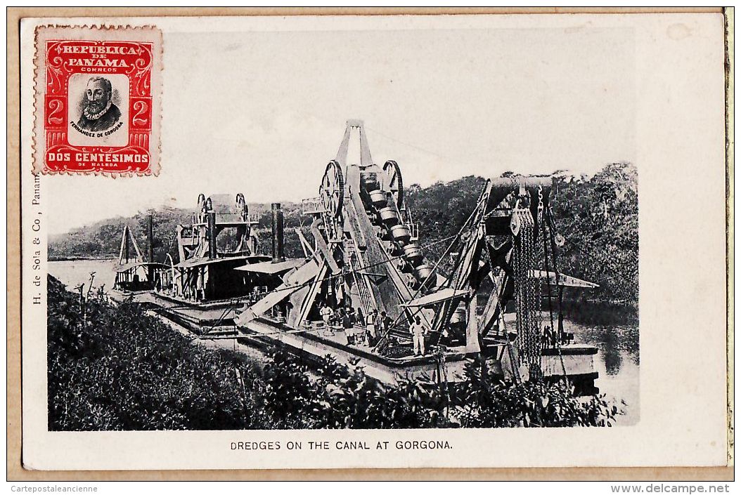 Amsud004 PANAMA Canal At GORGONA French Dredges Dragueuses Drague Flottante à Vapeur 1900s H De SOLA - Panama