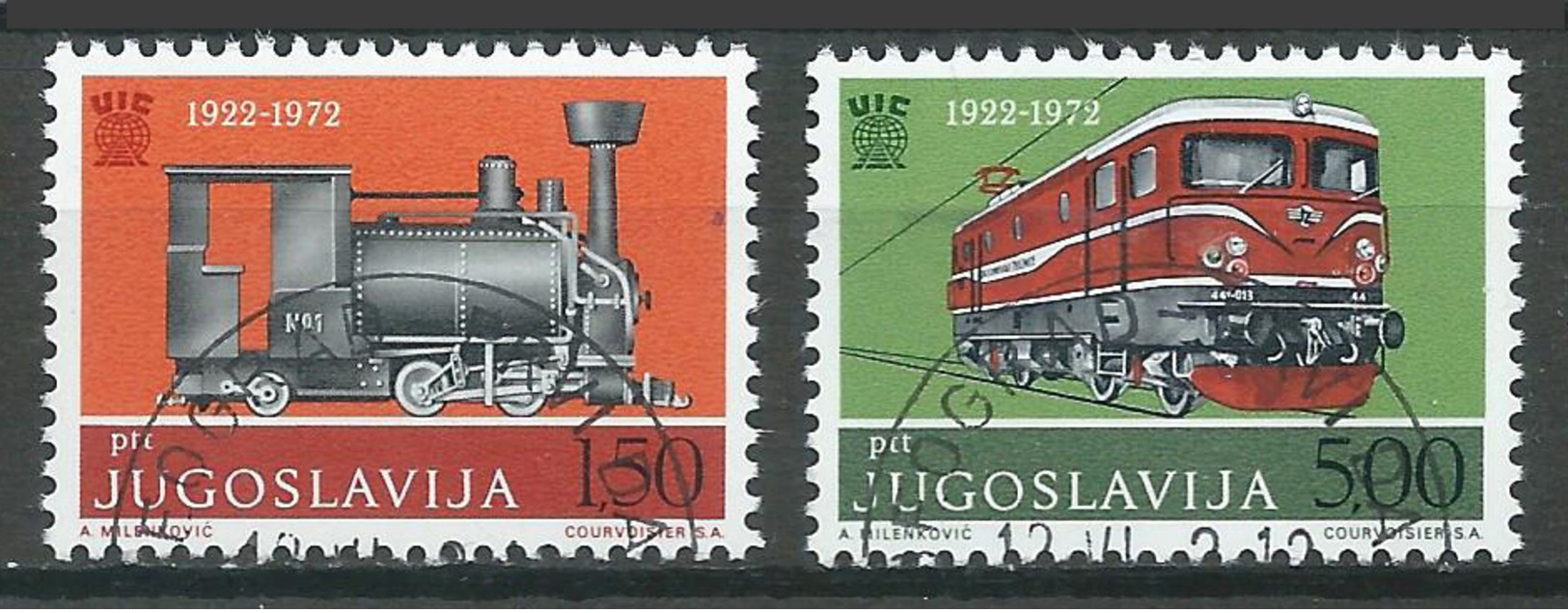 Yougoslavie YT N°1363/1364 Union Internationale Des Chemins De Fer Oblitéré ° - Oblitérés