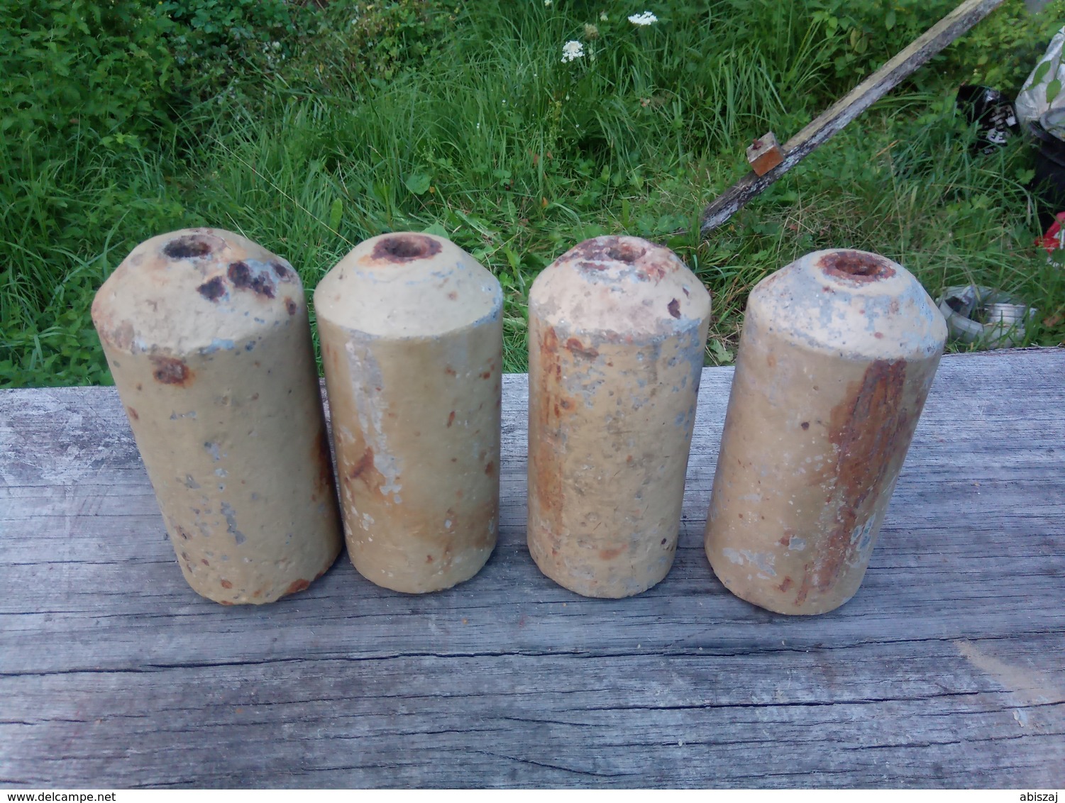 WWII LOT 4x German Stockmine M43 Beton Concrete Mine (Neutralisé) - Armes Neutralisées