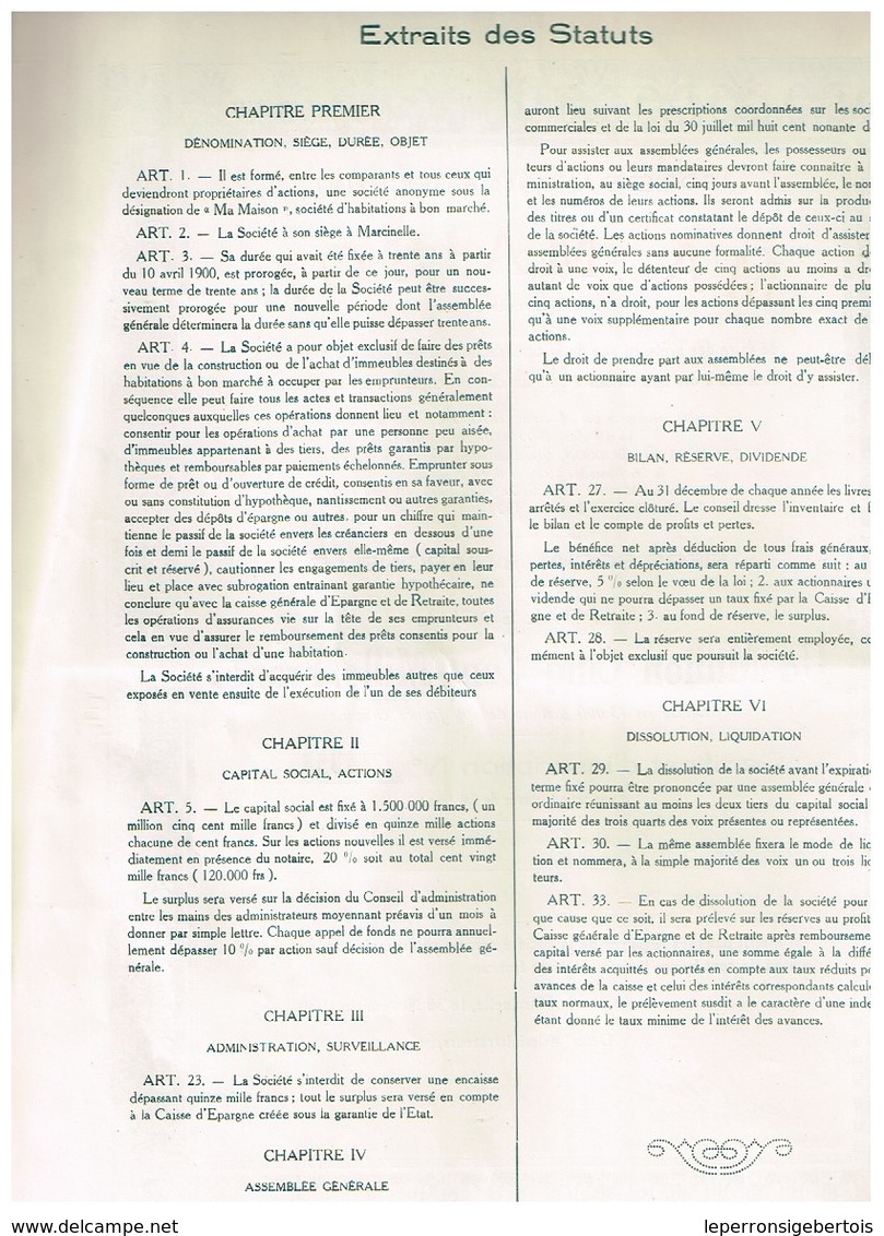 Action Ancienne - Société Anonyme De Crédit "Ma Maison" - Titre De 1930 - Bank & Insurance