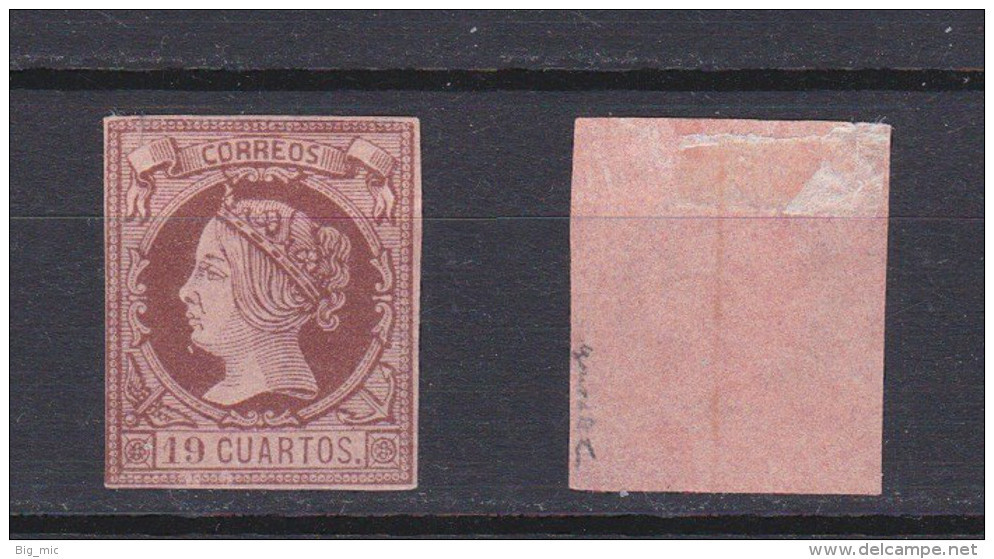 SPAIN 1860 Queen Isabella II 19 Cs Brown Mint * 52 (Mi.46) - Nuovi