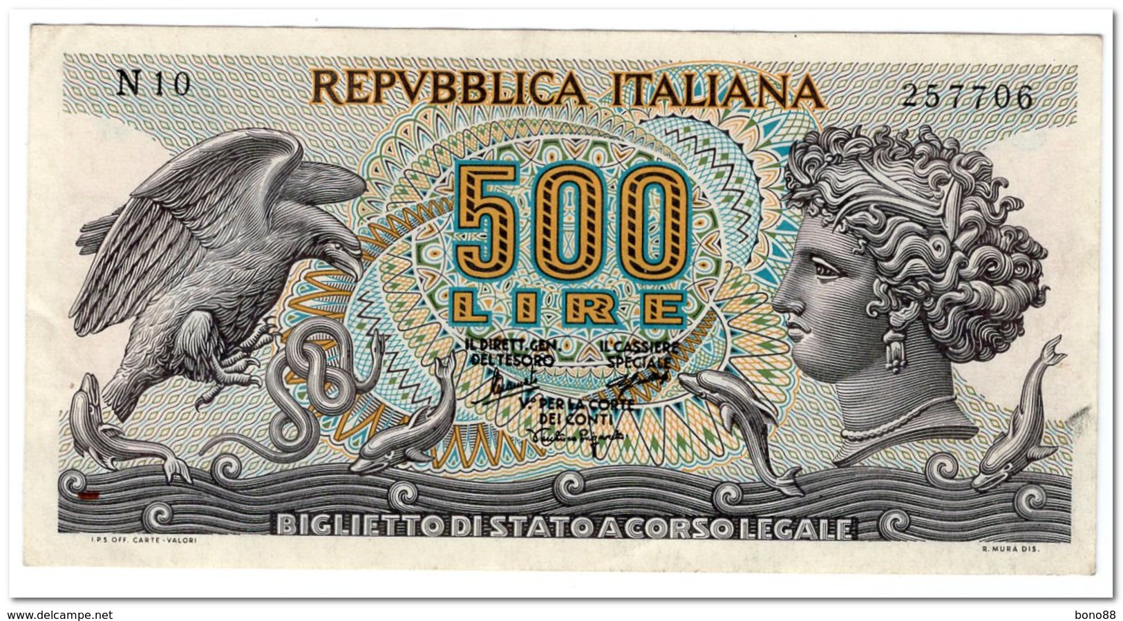 ITALY,500 LIRE,1966,P.93a,XF - Other & Unclassified