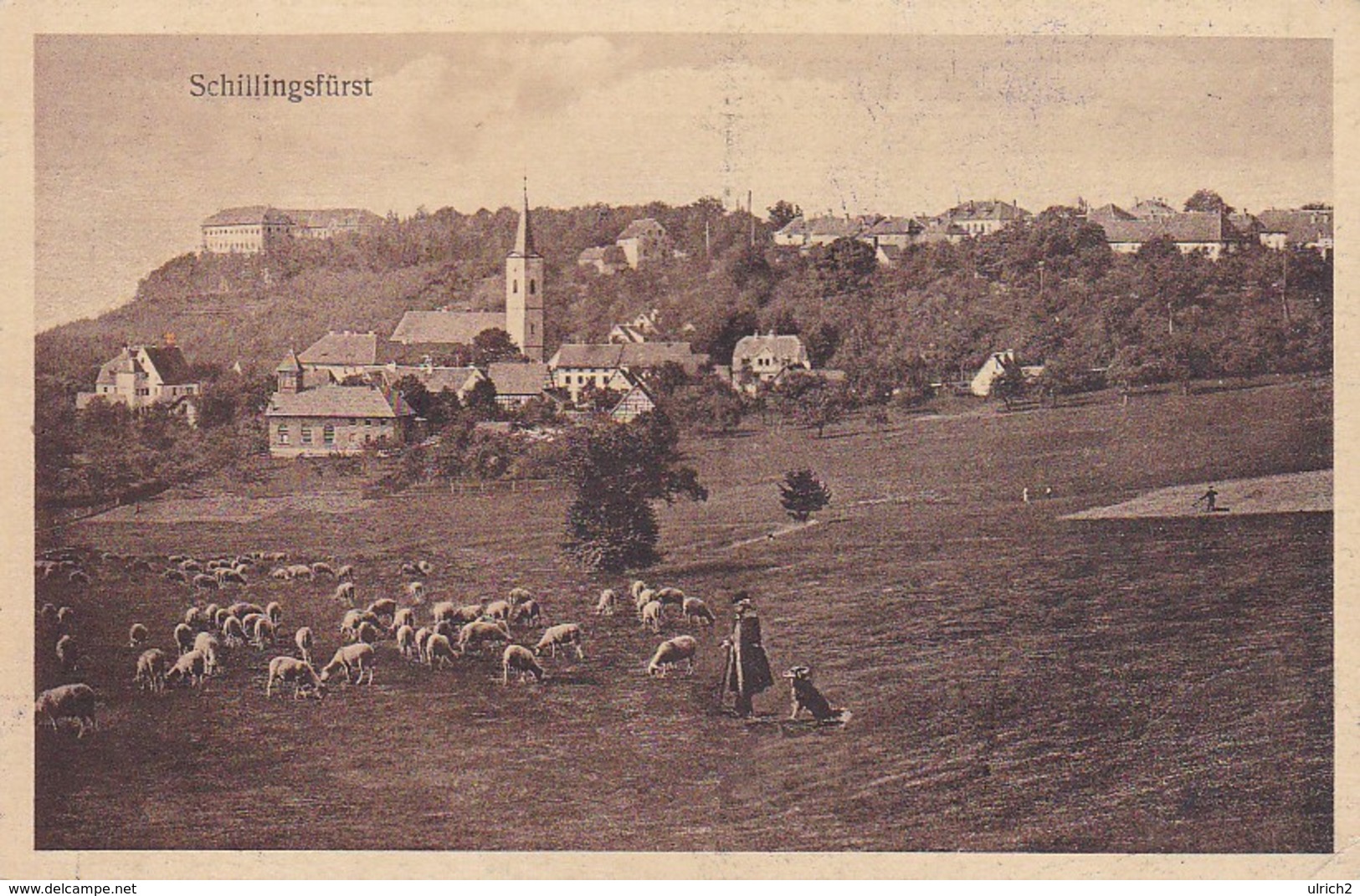 AK Schillingsfürst - Schafherde - Stempel Schillingsfürst - 1924 (35973) - Ansbach