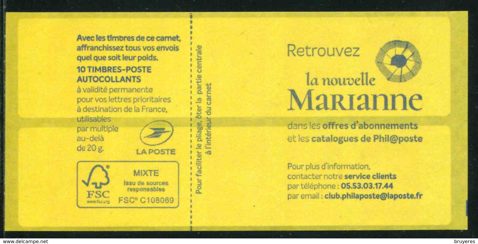 Carnet SAGEM De 2018 De 10 Timbres Adhésifs Type "Marianne L'engagée - Lettre Prio" Et Couvert. "La Nouvelle Marianne" - Autres & Non Classés