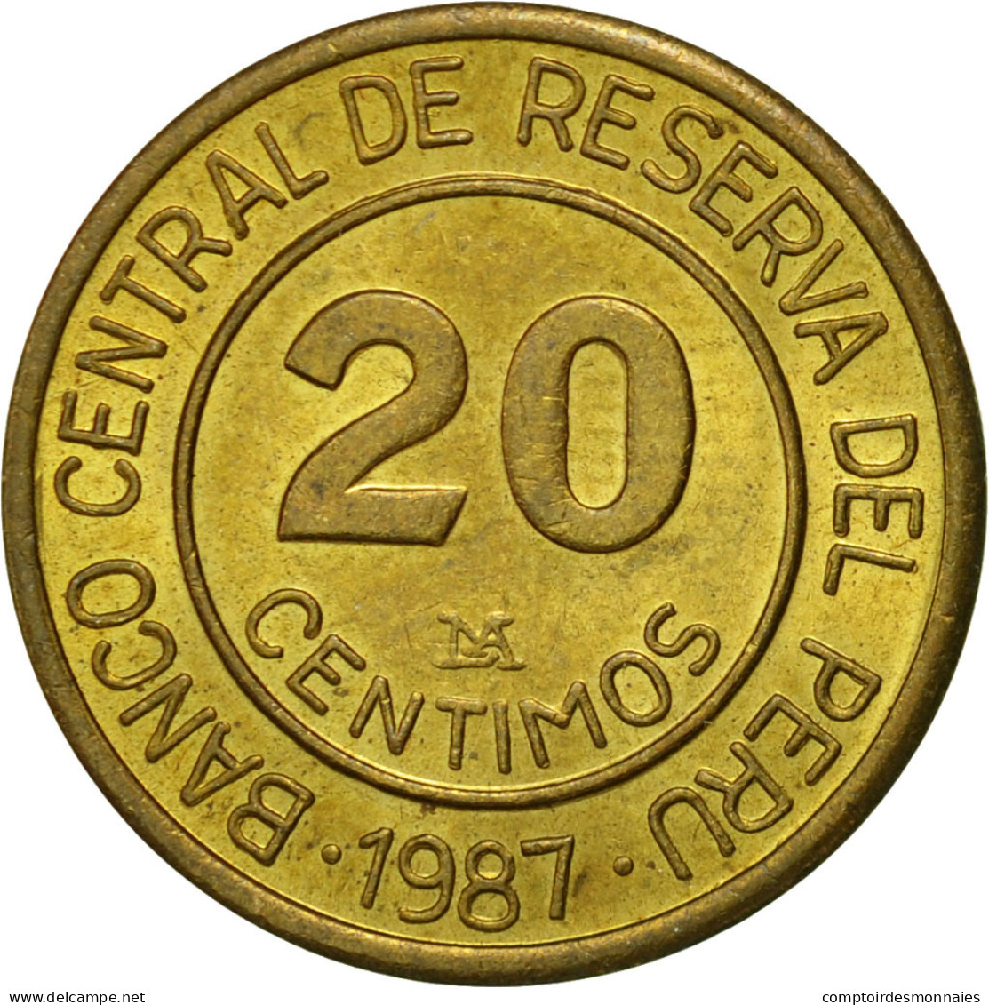 Monnaie, Pérou, 20 Centimos, 1987, Lima, TTB, Laiton, KM:294 - Pérou