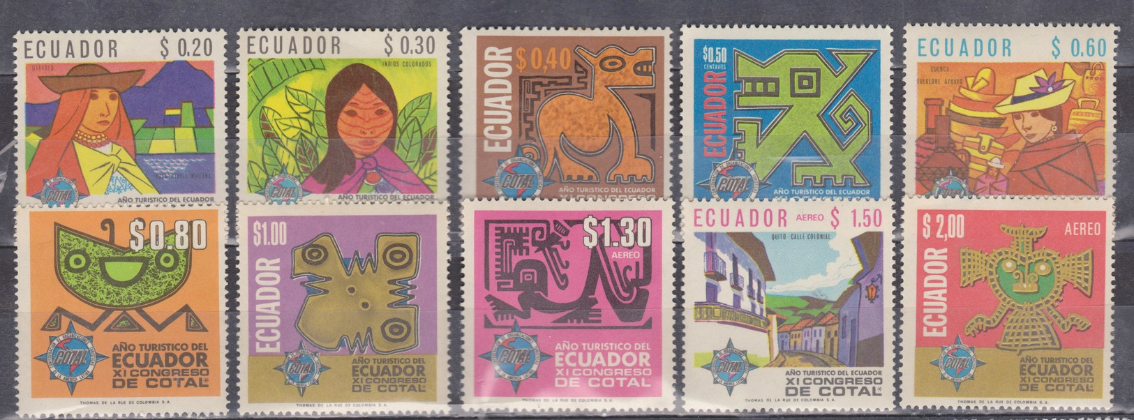 ECUADOR 1968 TOURISM YEAR COTAL 11TH CONFEDERATION OF LATIN AMERICAN TOURIST ORGANIZATION MNH SC# 769-769I - Equateur