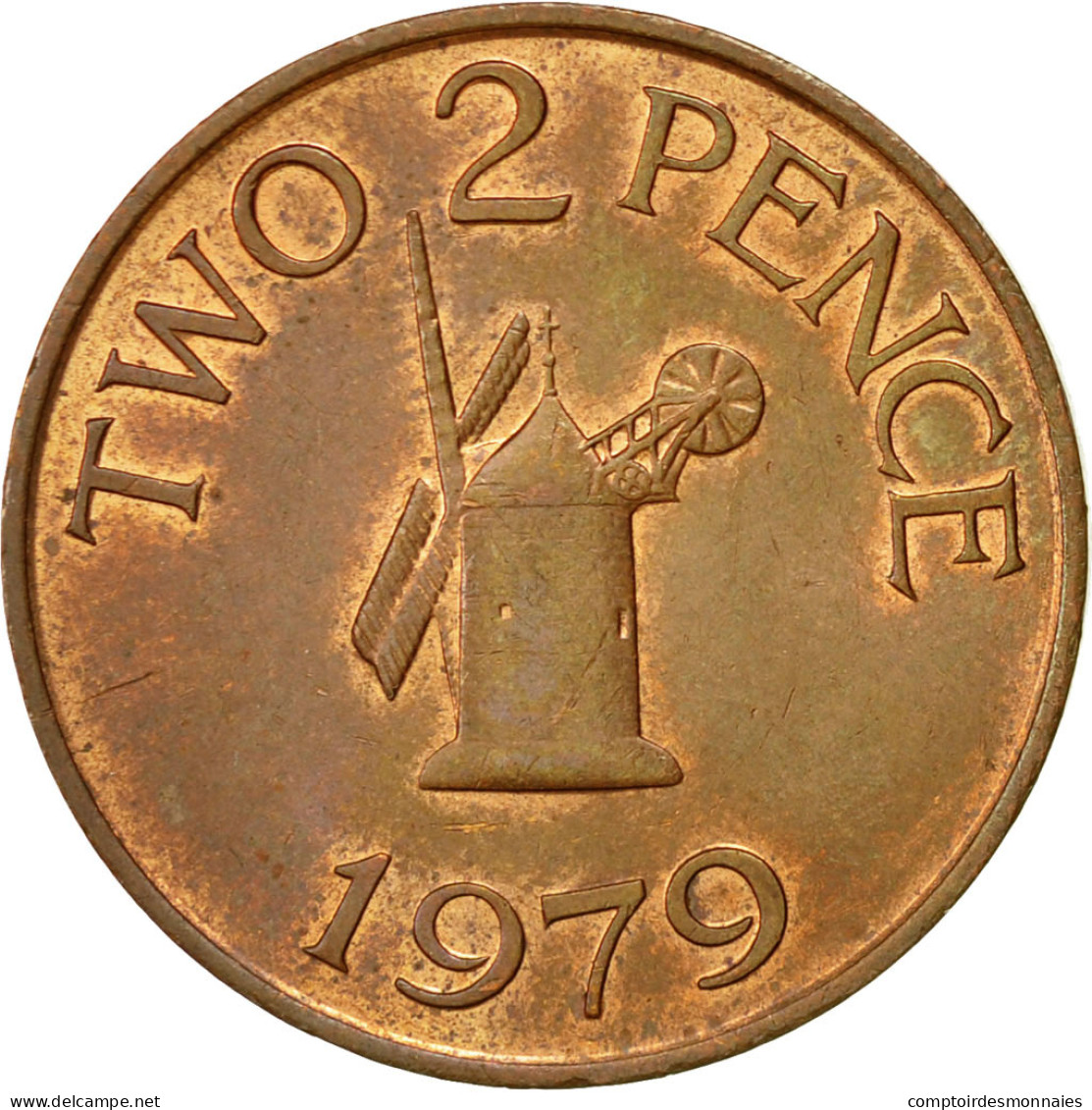 Monnaie, Guernsey, Elizabeth II, 2 Pence, 1979, Heaton, TTB, Bronze, KM:28 - Guernesey