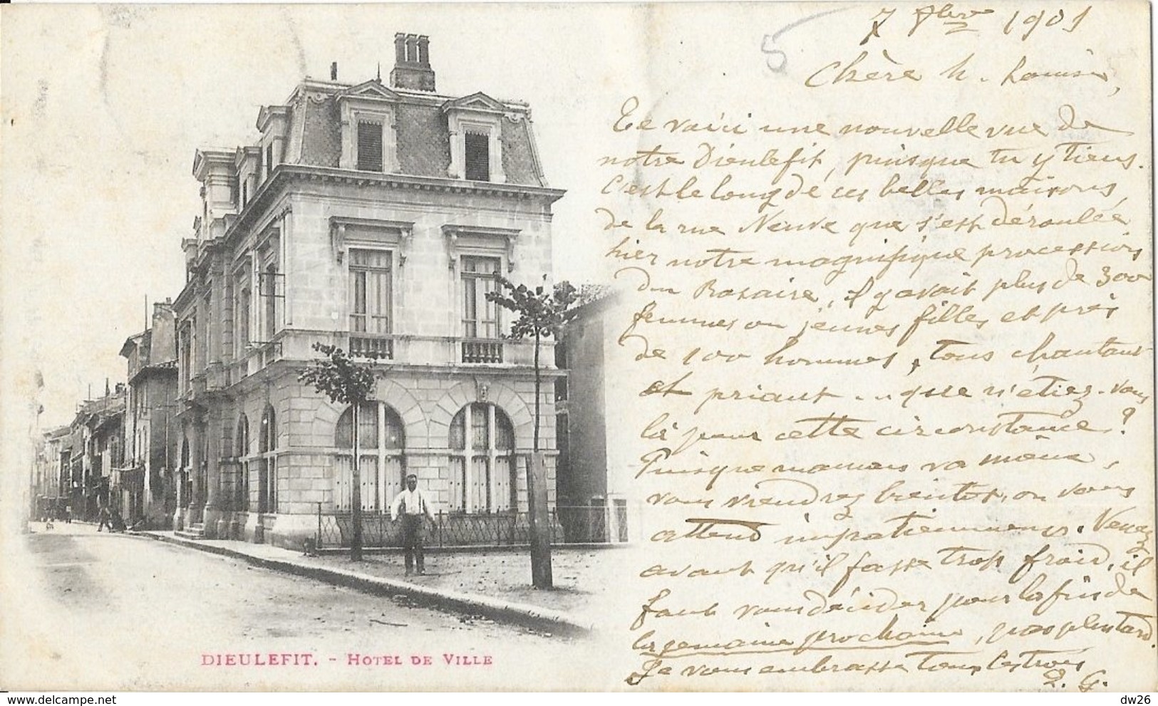 Dieulefit (Drôme) - Hôtel De Ville En 1901 - Carte Dos Simple - Dieulefit