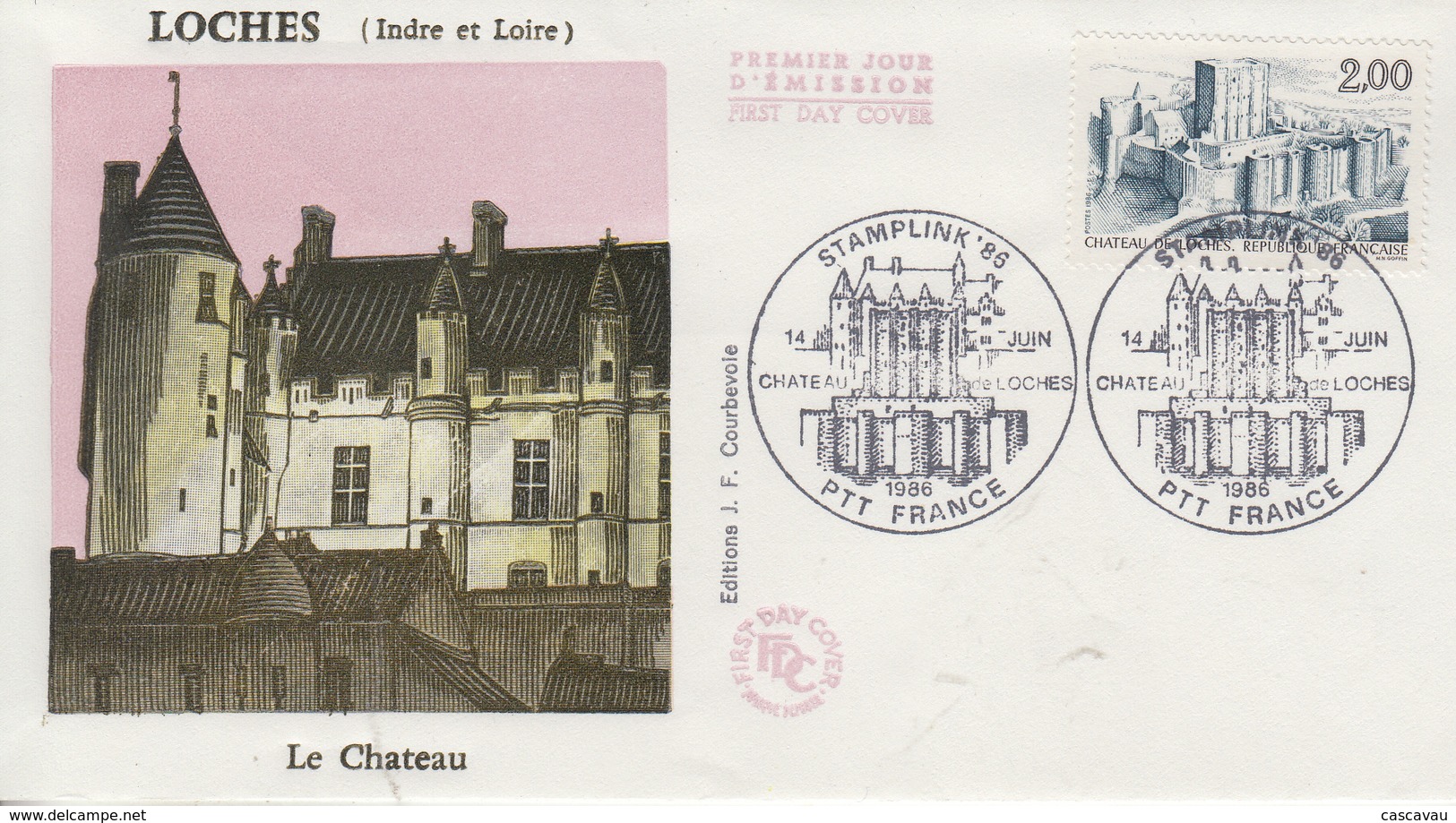 Enveloppe  FDC  1er  Jour   FRANCE   1986   Chateau  De  LOCHES  STAMPLINK ' 86 - 1980-1989