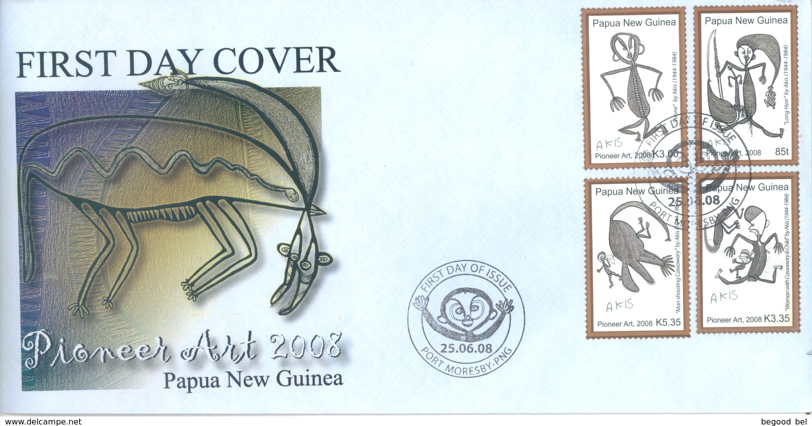 PAPUA NEW GUINEA - FDC  - 25.6.2008 - PIONEER ART - Yv 1219-1222 -  Lot 17680 - Papouasie-Nouvelle-Guinée