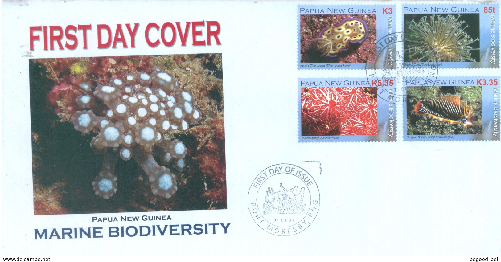 PAPUA NEW GUINEA - FDC  - 21.3.2008 - MARINE BIODIVERSITY - Yv 1207-1210 -  Lot 17682 - Papouasie-Nouvelle-Guinée