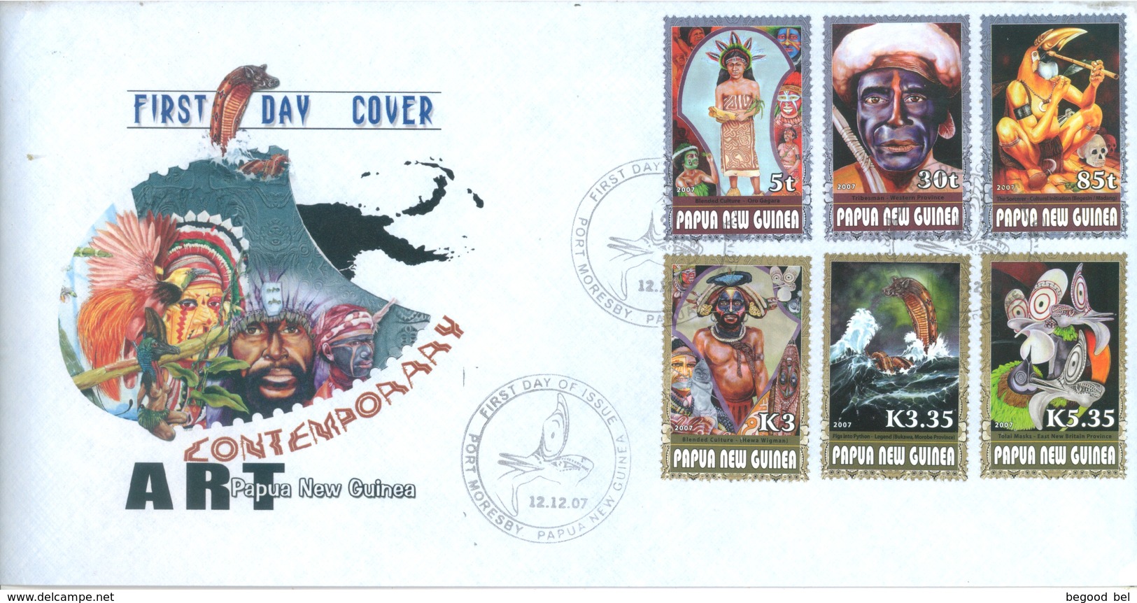 PAPUA NEW GUINEA - FDC  - 12.12.2007 - CONTEMPORARY ART - Yv 1189-1194 -  Lot 17684 - Papouasie-Nouvelle-Guinée