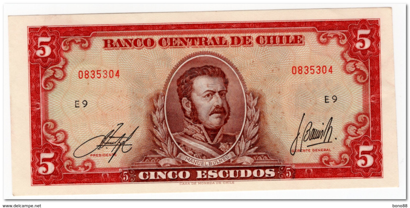 CHILE,5 ESCUDOS,1964,P.138,AU-UNC - Chili