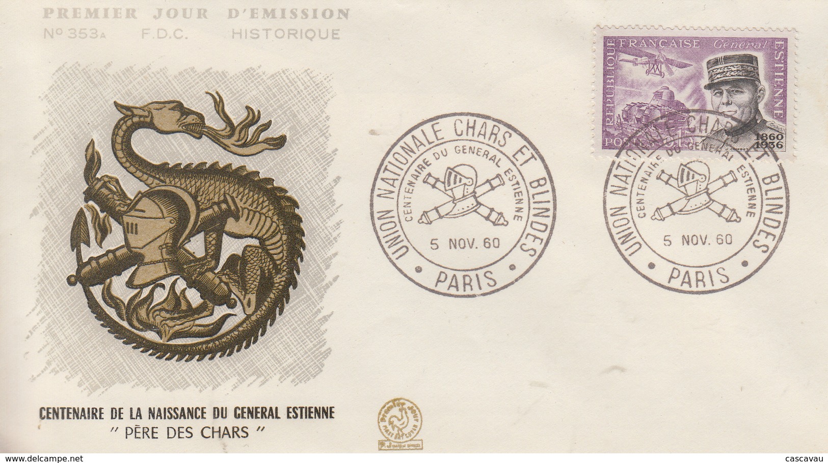 Enveloppe   FDC  1er Jour    FRANCE   Général  ESTIENNE   PARIS   1960 - 1960-1969