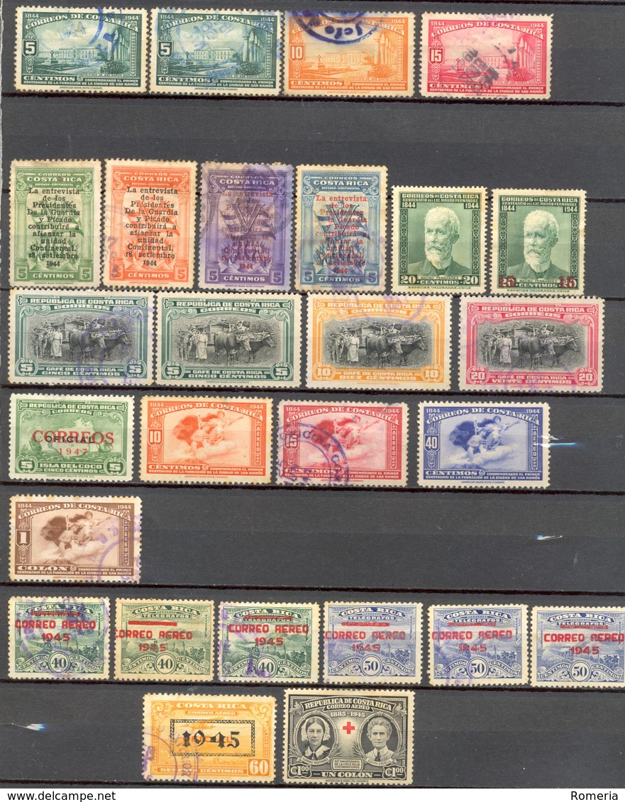 Costa Rica - 1944 - > 1946 - Lots Timbres Et Poste Aérienne Tous Obl. Sauf PA 122 * TC - Nºs Dans Description - Costa Rica