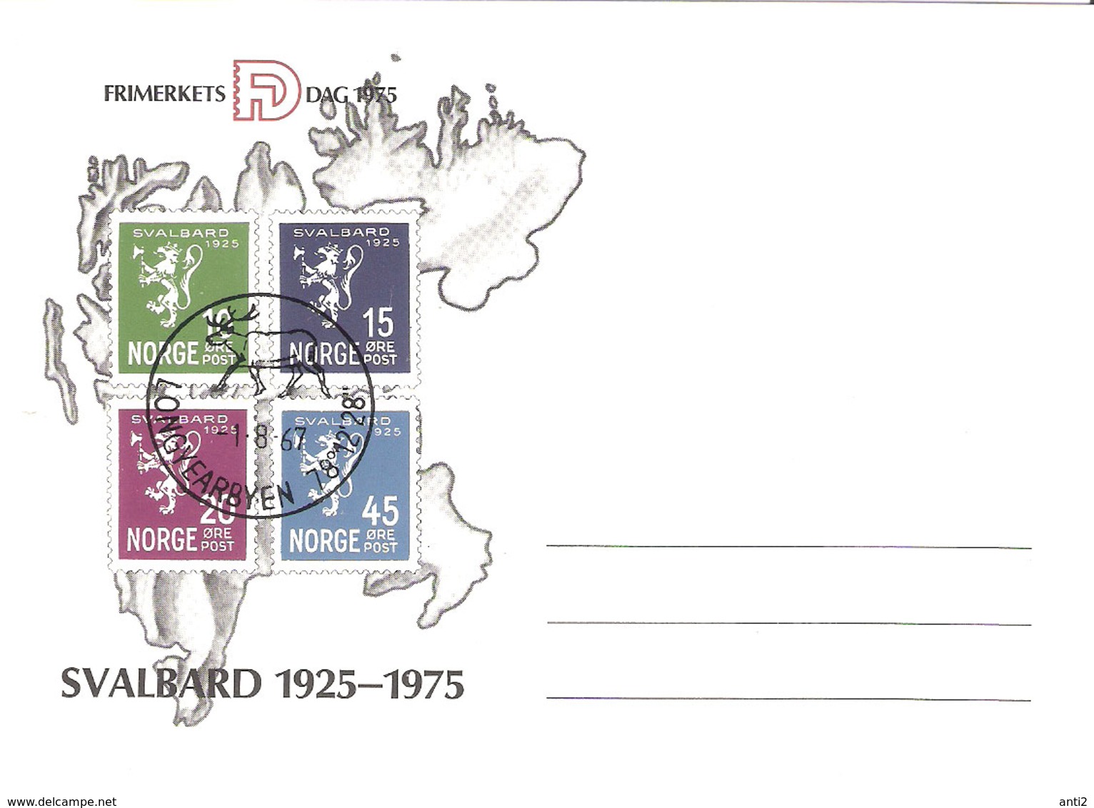 Norway 1975 Card - Stamps Day - Svalbard 1925-1975  Unused Card - Briefe U. Dokumente