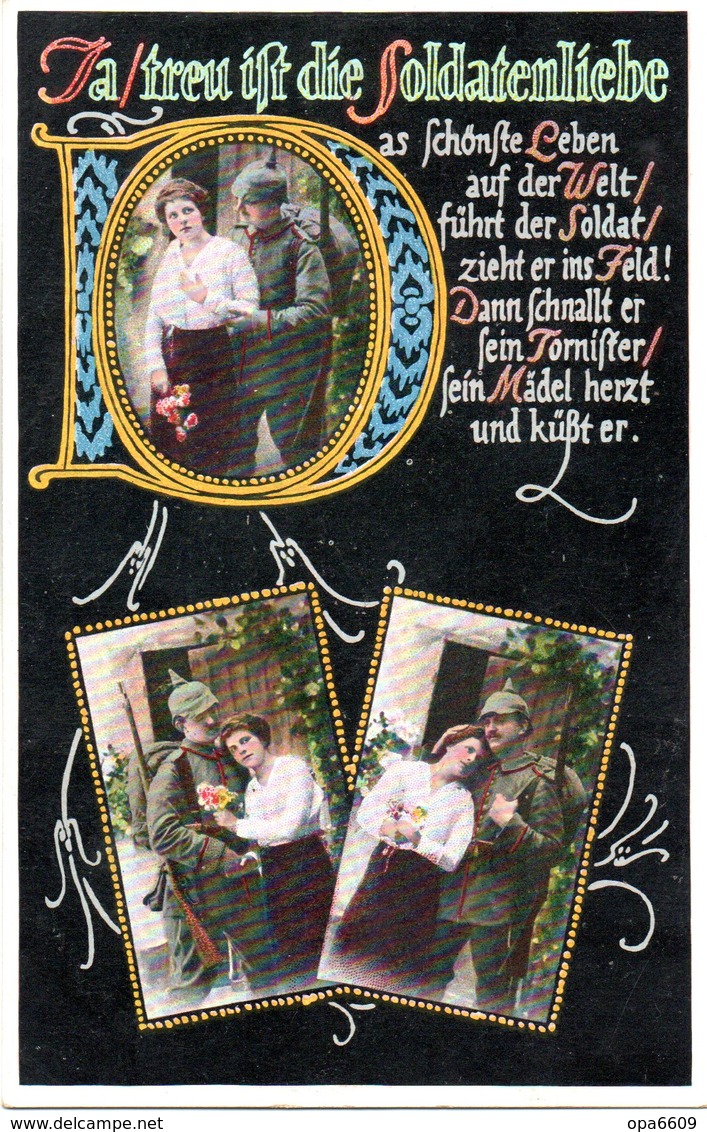 Original Color-Feldpost-Karte,Militär, Romantik 1.WK "Ja Treu Ist Die..." Als Feldpost Gelaufen 1916 LAHR SB-Stempel - Guerre 1914-18