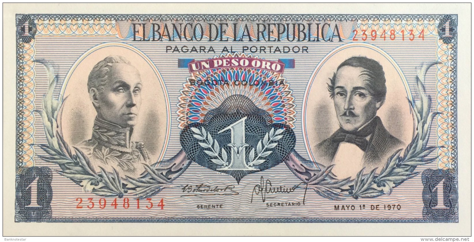 Colombia 1 Peso Oro, P-404e (1.5.1970) UNC - Colombia