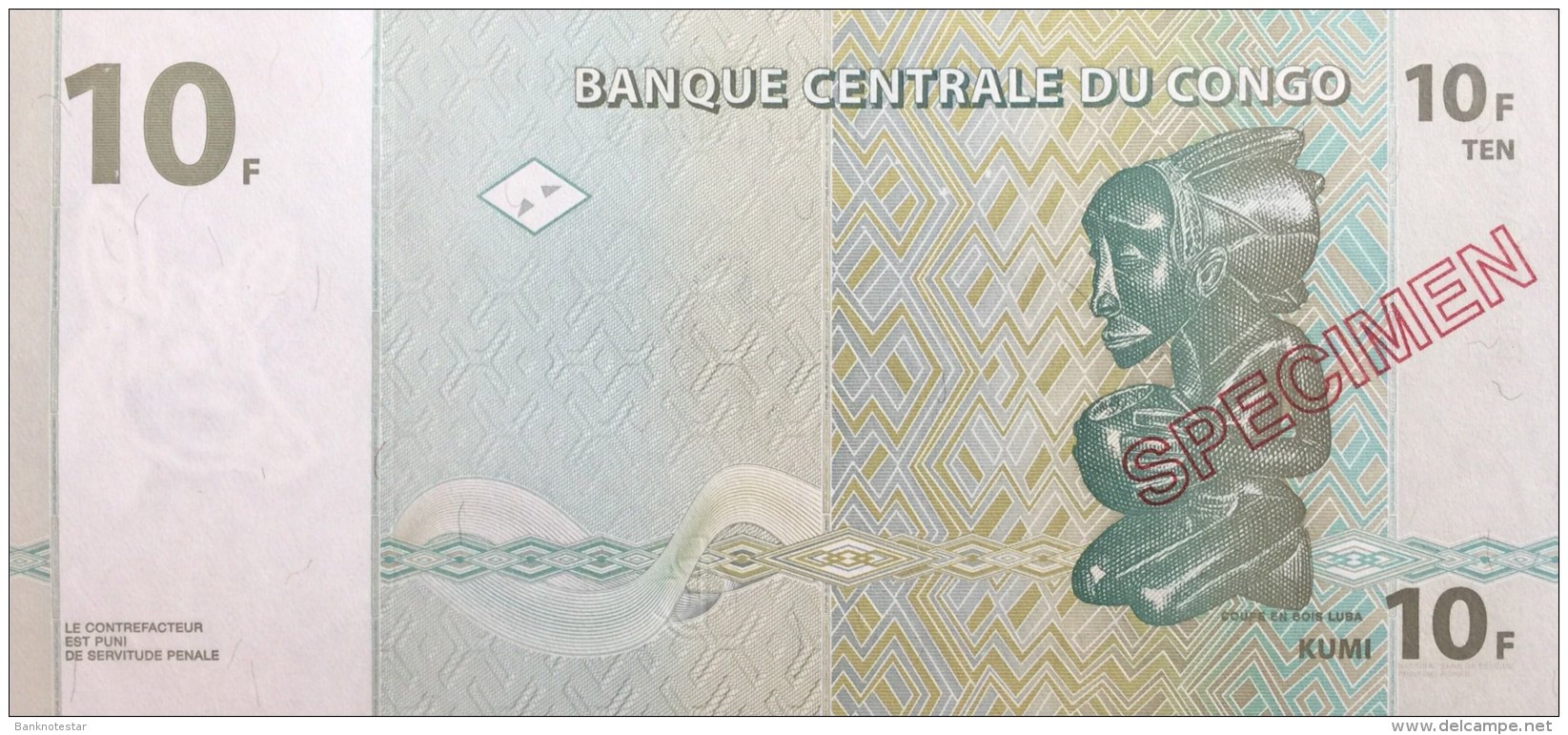 Congo 10 Francs, P-87s (1.11.1997) - Specimen - UNC - Demokratische Republik Kongo & Zaire