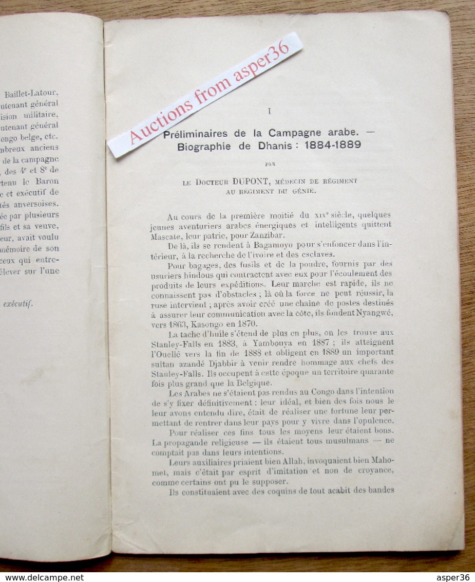 Pour Le Monument Dhanis, Le Baron Francis Dhanis Au Kwango (Congo) Et Pendant La Campagne Arabe 1910 - Collections