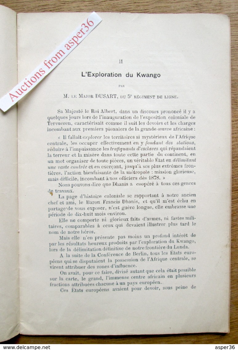 Pour Le Monument Dhanis, Le Baron Francis Dhanis Au Kwango (Congo) Et Pendant La Campagne Arabe 1910 - Collections