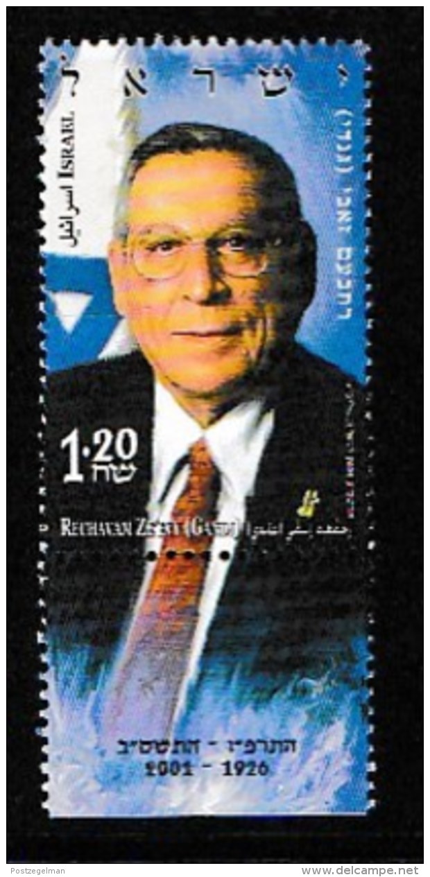 ISRAEL, 2002, Mint Never Hinged Stamp(s) , Rechavam Ze'evy, M1700,  Scan M17211, With Tab(s) - Unused Stamps (with Tabs)