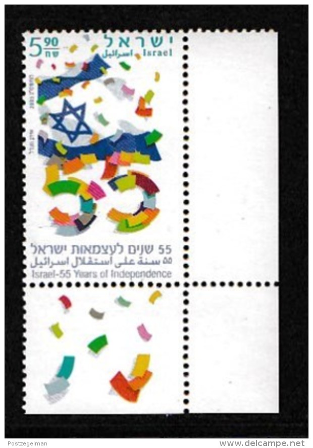 ISRAEL, 2003, Mint Never Hinged Stamp(s) , 55 Years Independence, M1723,  Scan M17227, With Tab(s) - Unused Stamps (with Tabs)