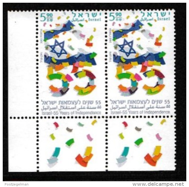 ISRAEL, 2003, Mint Never Hinged Stamp(s) , 55 Years Independence, M1723,  Scan M17228, With Tab(s) - Unused Stamps (with Tabs)