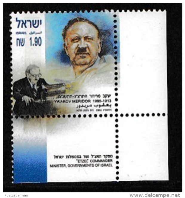 ISRAEL, 2003, Mint Never Hinged Stamp(s) , Ya'akov Meridor, M1728,  Scan M17238, With Tab(s) - Unused Stamps (with Tabs)