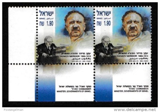 ISRAEL, 2003, Mint Never Hinged Stamp(s) , Ya'akov Meridor, M1728,  Scan M17239, With Tab(s) - Unused Stamps (with Tabs)