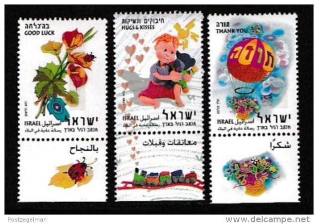 ISRAEL, 2003, Mint Never Hinged Stamp(s) , Greetings Wishing Stamps, M1733-1735,  Scan M17244, With Tab(s) - Unused Stamps (with Tabs)