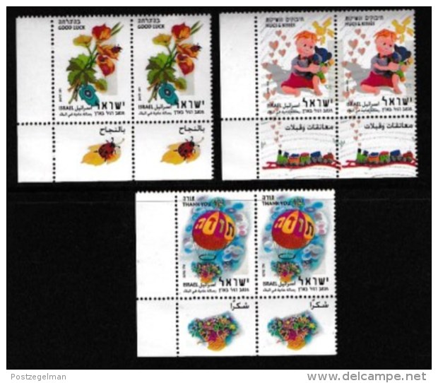 ISRAEL, 2003, Mint Never Hinged Stamp(s) , Greetings Wishing Stamps, M1733-1735,  Scan M17245, With Tab(s) - Unused Stamps (with Tabs)