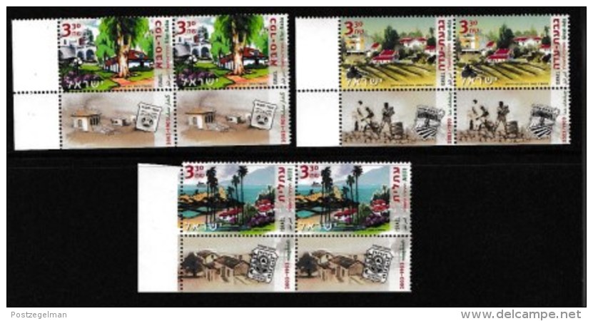 ISRAEL, 2003, Mint Never Hinged Stamp(s) , Centenary Village, M1736-1738,  Scan M17247, With Tab(s) - Unused Stamps (with Tabs)