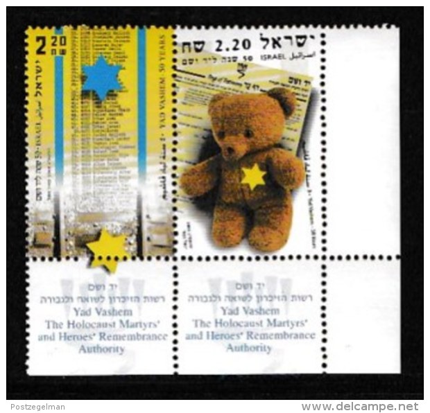 ISRAEL, 2003, Mint Never Hinged Stamp(s) , Yad Vashem ' Jubilee, M1743-1744, Scan M17250, With Tab(s) - Unused Stamps (with Tabs)