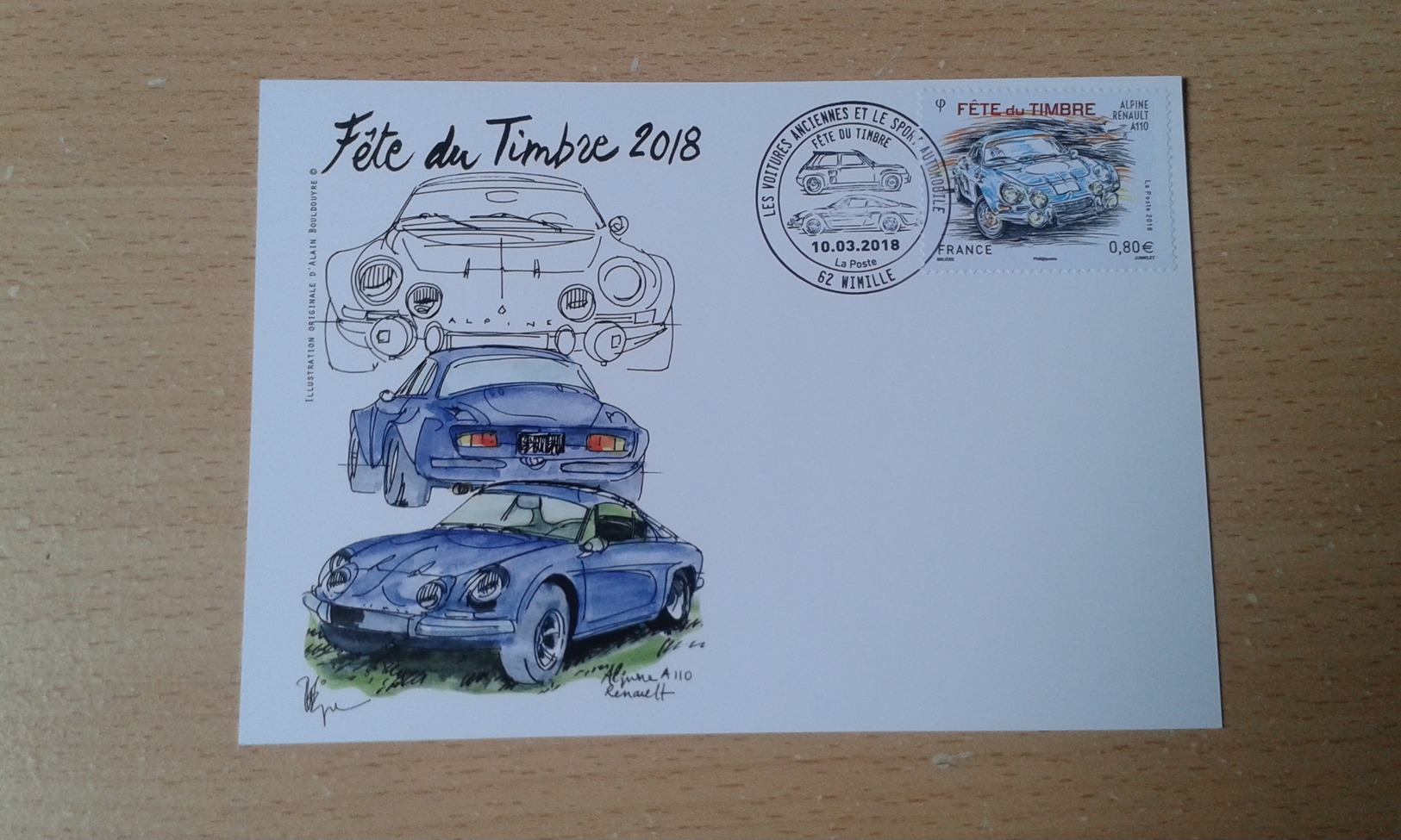 Carte Postale Timbrée Fête Du Timbre 2018 Alpine Renault A110 - Brieven En Documenten