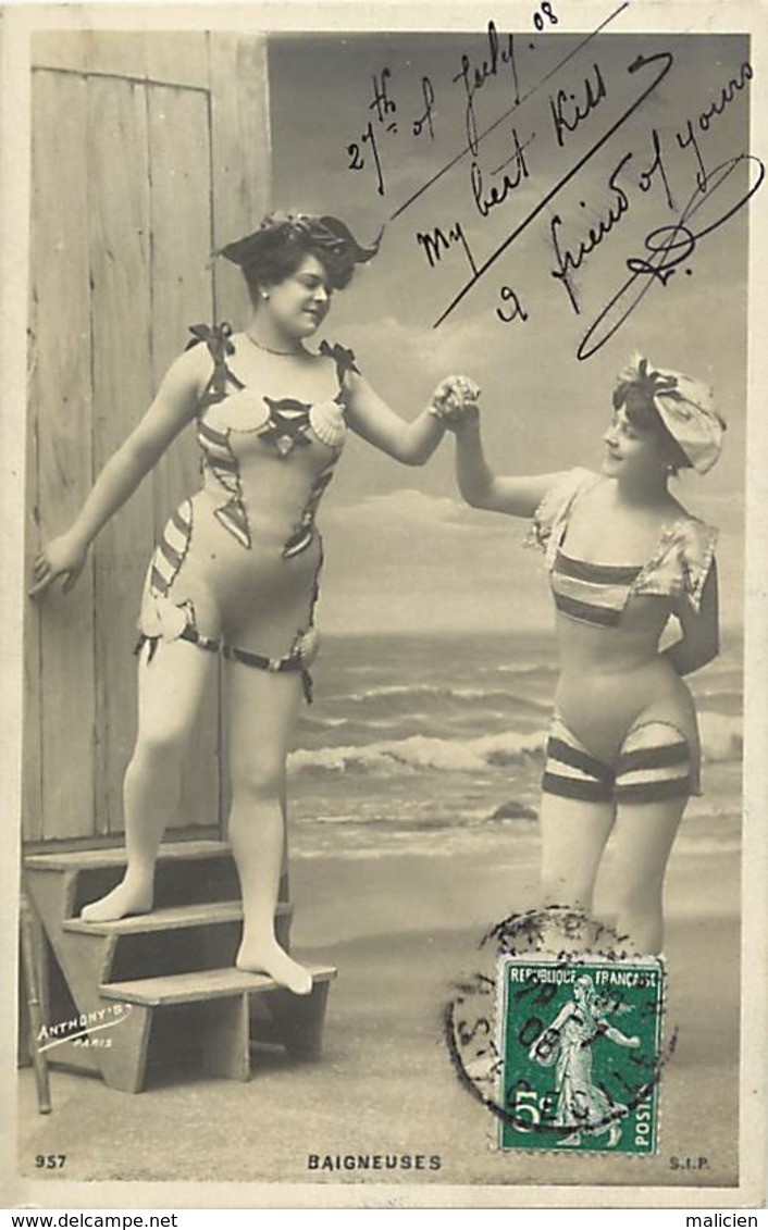 - Themes - Ref.A912 - Femmes - Baigneuses - Femme - Baigneuse - Costume De Bain - Carte Bon Etat - - Femmes