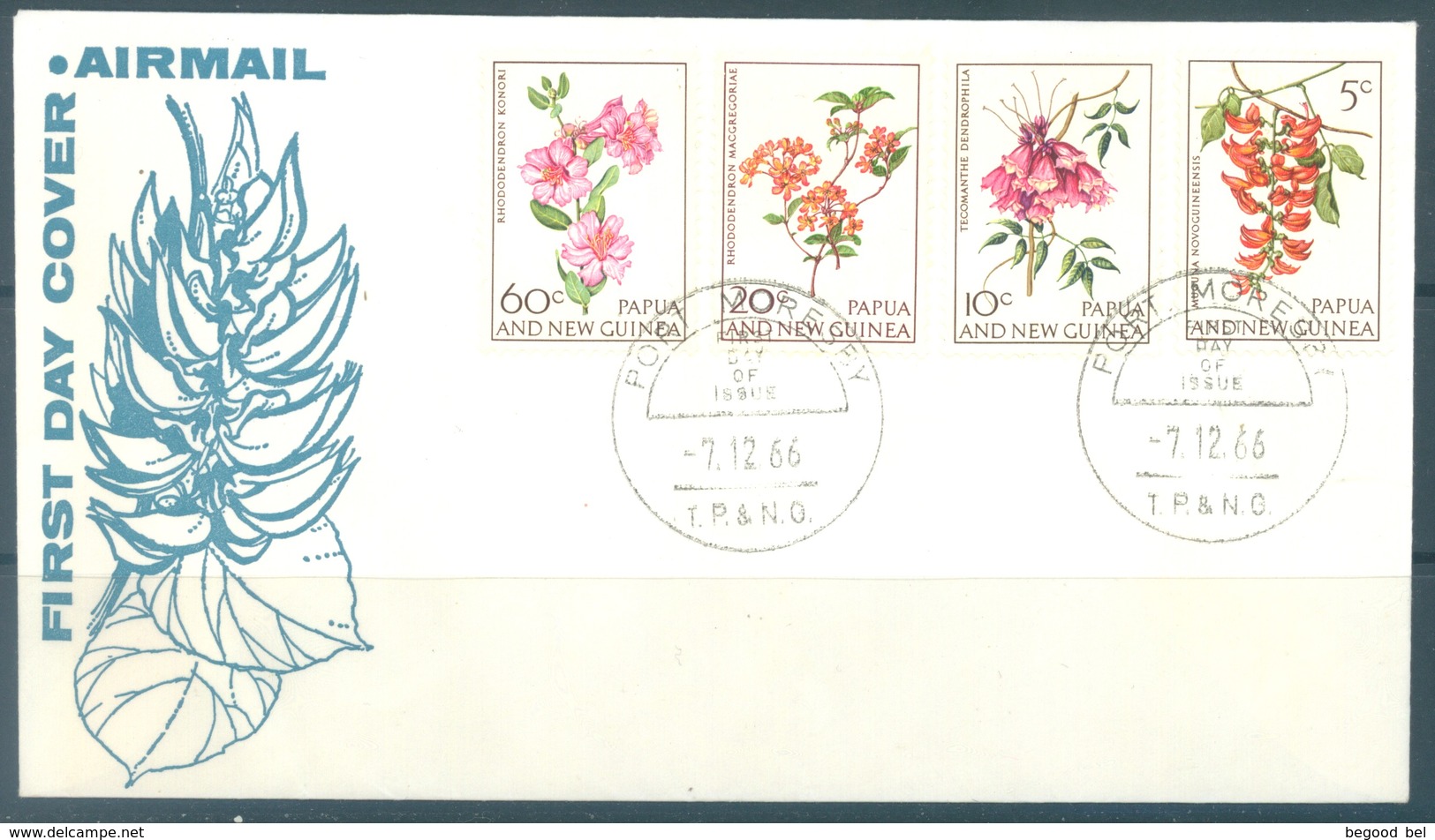 PAPUA NEW GUINEA - FDC  - 7.12.1966 - FLOWERS - Yv 101-104 -  Lot 17695 - Papouasie-Nouvelle-Guinée